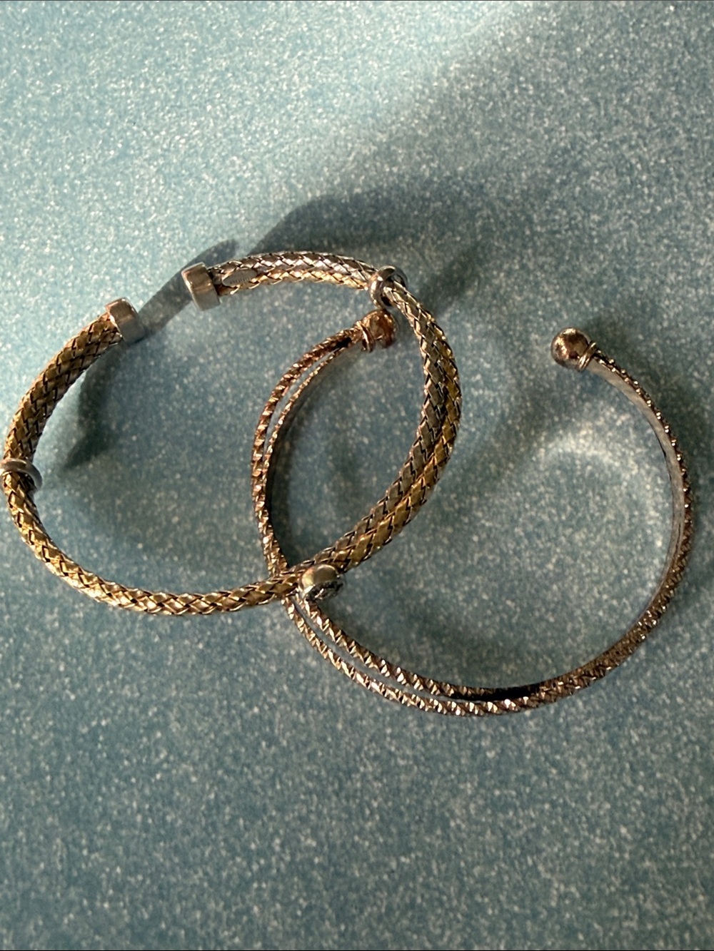 Silver and gold double wrap bracelets